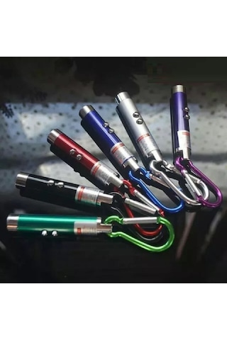 24 Adet 3in1 Yüksek Kalite Işıklı Anahtarlık Lazerli + Mor Işık + Beyaz Led Işıklı Anahtarlık 7 Cm Renkli