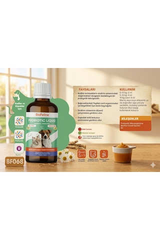 Biofeline Probiotic Liquid Kedi Ve Köpekler İçin Sıvı Probiyotik - Sindirim Sistemi Ve Bağırsak Sağlığı Desteği