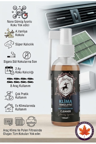 Tetikli Klima Temizleyici Amerikan Vanilya Kokulu 150ml 8 Araçlık Oto Ve Evsel Klima Uyumlu