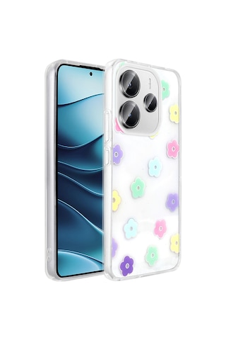 Xiaomi Redmi Note 14 4g Kılıf Şeffaf Figürlü Mkst Folk Sert Kapak - Sevimli Köpek Beyaz