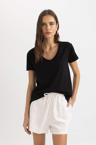 Defacto Regular Fit V Yaka Basic Kısa Kollu Tişört K1507AZ24SMBK81 Siyah