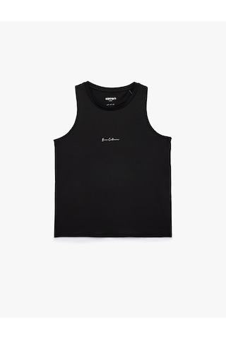 Koton Kolsuz Bisiklet Yaka Baskılı Spor Atlet Siyah 6sak30071nk