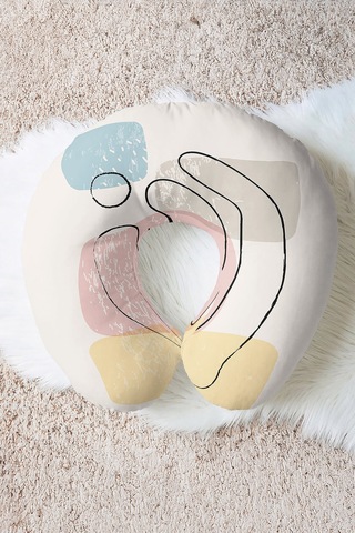 Soyut Geometrik Ergonomik Boyun Yastığı - Modern Pastel Renkli Yumuşak Seyahat Yastığı Açık Gün Doğumu Kiremit Kırmızısı