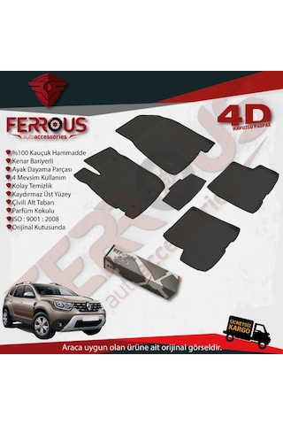 Ferrousauto Dacia Duster Refref 4D Havuzlu Kauçuk Paspas 2018 Ve Üstü Siyah