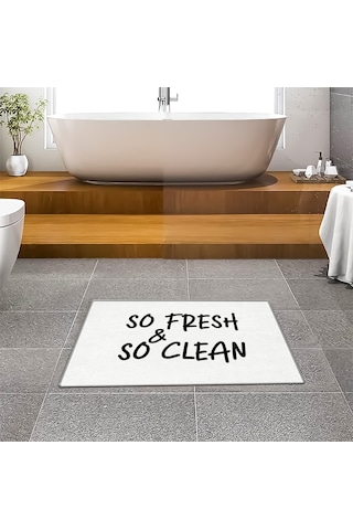 Evaşk Banyo Paspası İpeksi Kadifemsi Halı Yüzey Kaymaz Taban 40x60 BM00240B Beyaz