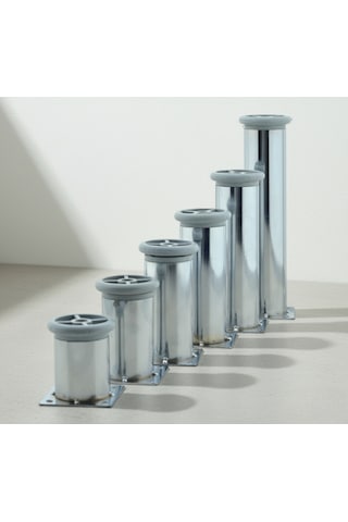 Ludıa 6 Farklı Ölçüde Metal Ayarlanabilir Tablalı Mobilya Ayağı 6cm,8cm,10cm,12cm,15cm,20cm Gri