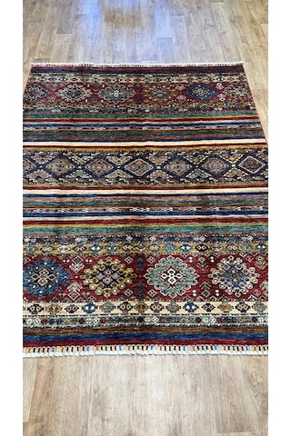 El Dokuma Afgan Halısı Çok Renkli