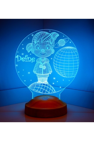 3D Led Lamba 3 Boyutlu Küçük Kız Kişiye Özel Hediye Gecelambası