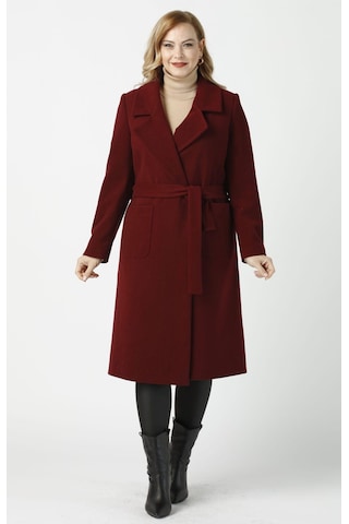 Moda Berray 904 Bordo Mono Yaka Torba Cepli Kaşe Kaban Bordo