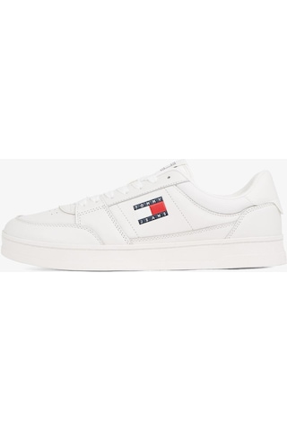 Tommy Hilfiger Erkek Rahat Düz Taban Nefes Alabilir Üst Yüzeyli Deri Beyaz Sneaker Em0em01574-ybl-12285 Beyaz