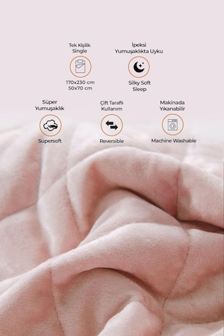 Evlen Home Kapitone Kadife Yatak Örtüsü Seti Tek Kişilik Supersoft 2 Parça Yumuşak Elyaf Dolgulu Pudra Bej