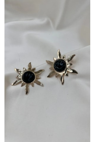 Bb İthal Siyah Güneş Küpe Altın - Siyah