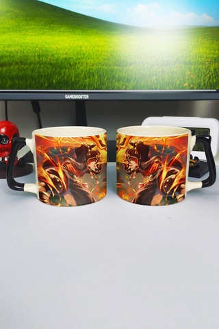 Gaming Genshin İmpact Baskılı Seramik Lüks Kupa 1 Adet Özel Siyah Kulp Dalga Kulp V1d Çok Renkli