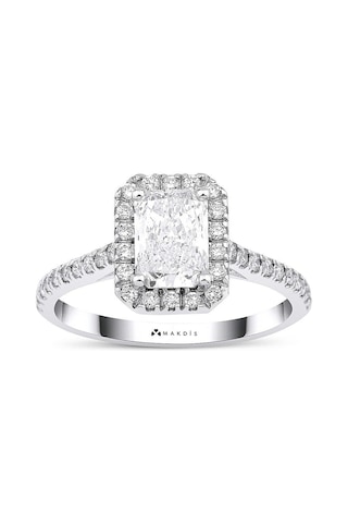 1.40 Karat Radiant Tektaş Pırlanta Yüzük Beyaz Altın