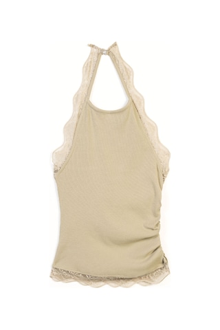 Dantel Detaylı Halter Top Adaçayı