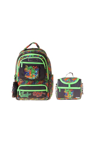 Kaukko Kids Street Erkek Çocuk Siyah - Yeşil İlkokul Sırt Çantası Ve Beslenme Çanta Seti - Setkk-l5414b Çok Renkli