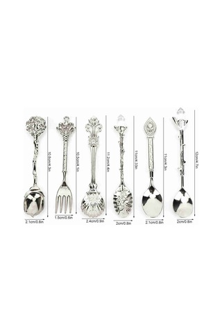 Dianziye 6 Parça Gümüş Renkli Kraliyet Çanakçılık Seti: Zink Alaşımlı Kral Taçlı Çatal Ve Kaşıklar - Ev, Kafe, Bar İçin Pratik Ve Retro Stili Diğer