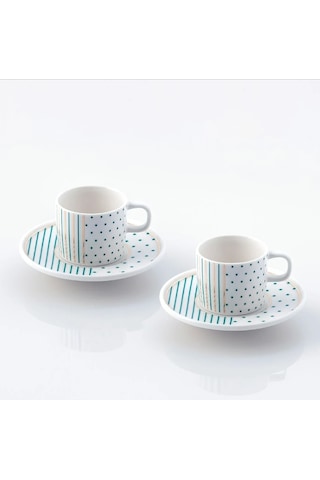 Güral Porselen Mental 12 Parça Kahve Fincan Takımı 6548 Beyaz
