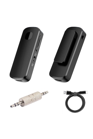 M18 2in1 Bluetooth 5.4 Mikrofonlu Yaka Klipsli Ses Adaptörü Alıcı-verici Transmitter-receiver Tv Pc Araç 3.5mm Aux