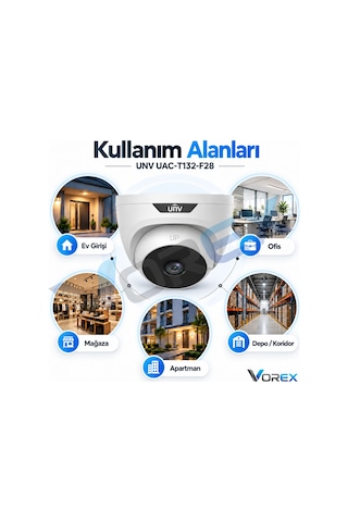 Unv Uac-t132-f28 2mp 1080p 2.8mm 20m Ir Gece Görüşlü Analog Turret Dome Güvenlik Kamerası