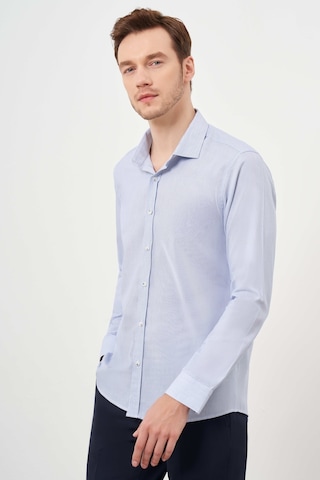 Morven Erkek Lacivert Pamuk Baskılı Desenli İtalyan Yaka Slim Fit Gömlek 24mc004104200 Lacivert