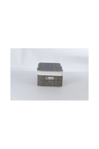 Gri Bambu Kapaklı Dekoratif Kutu M