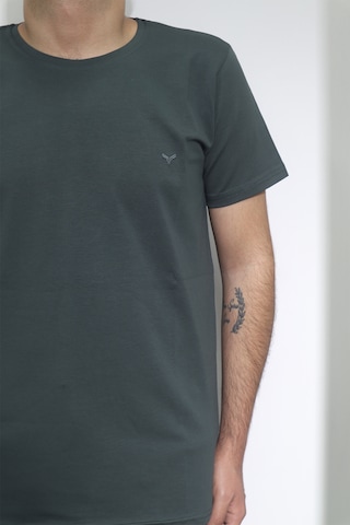 Santa Dmctekstil Erkek Tshirt-091 Düz Spor Kesim Dar Kalıp Bisiklet Yaka Basic T-shirt Haki