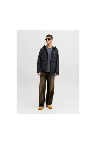 Jack & Jones 12291193 Kapüşonlu Yağmurluk Siyah