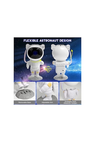 Astronot Galaxy Uyumlu Projektörü Gece Lambası, 8 Farklı Nebula Yansıtma Modu, Yıldız Modlu Gökyüzü Projeksiyonu, Uza