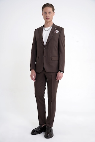 Efor Slim Fit Mono Yaka %97 Tencel Kumaş Çift Yırtmaç Esnek Kahverengi Takım Elbise Tk 941