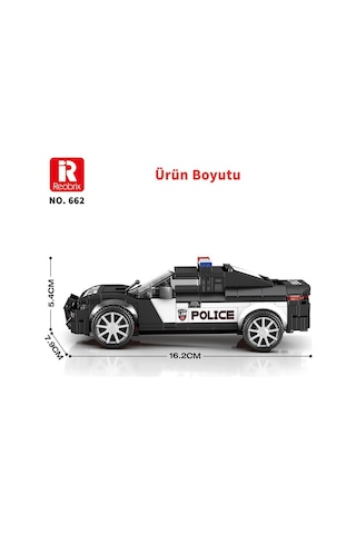 Reobrix Technic 662 Dodge Challenger Polis Arabası Yaratıcı Yapı Blok Seti Building Blocks Ram Police Car - 372 Parça