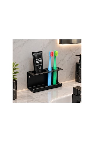 Metal Diş Fırçası Ve Diş Macunu Tutucu - Siyah Banyo Düzenleyici Organizer, Duvara Monte Diş Fırçalık Diğer