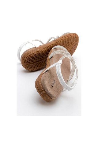 Luvishoes Ever Beyaz Taşlı Kadın Sandalet Beyaz