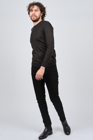 Çizgi Triko Erkek Bisiklet Yaka Slim Fit Desenli Kazak 42554255 L Lacivert