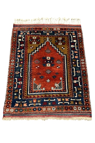 El Dokuma Antika 97x120 Dazkırı Halısı Koleksiyonluk Kök Boya Kiremit