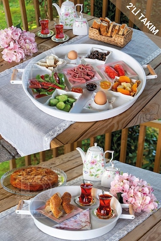 Kitchen Trend 2'li Ahşap Kulplu 51 CM Metal Tepsi ve 37 CM Be . Kitchen Trend 2'li Ahşap Kulplu 51 CM Metal Tepsi ve 37 CM Be .