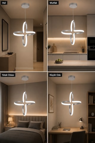 AvizeGO Enzo Led Sarkıt Avize Beyaz Işık Gri