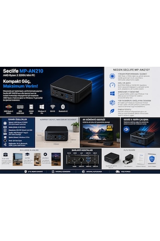 Seclife MP-AN210 R3-3200U 8 GB 256 GB SSD W11P Mini Pc