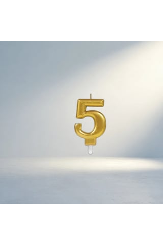 Şık Gold Renkli 5 Rakam Mum Dekoratif Hediye Seçeneği 256