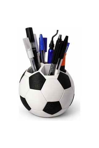 Futbol Topu Kalemlik Masaüstü Kalem Organizer Dekoratif Kalem Tutucu Ofis & Kalemlik Siyah - Beyaz