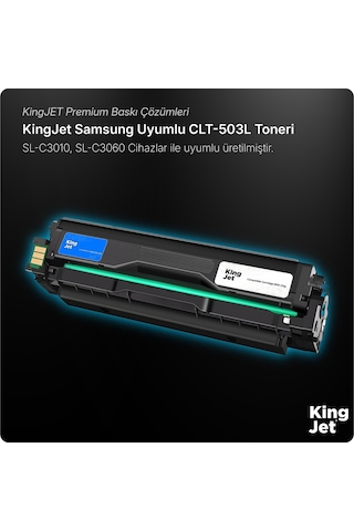 Kingjet Samsung Uyumlu Clt-c503l Yüksek Kapasiteli Mavi Cyan Çipli Uyumlu Toner Sl-c3010dw