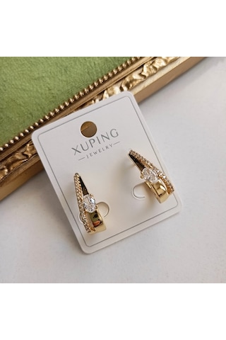 Lente Aksesuar Xuping Damla Model Zirkon Taşlı 14k Altın Kaplama Küpe