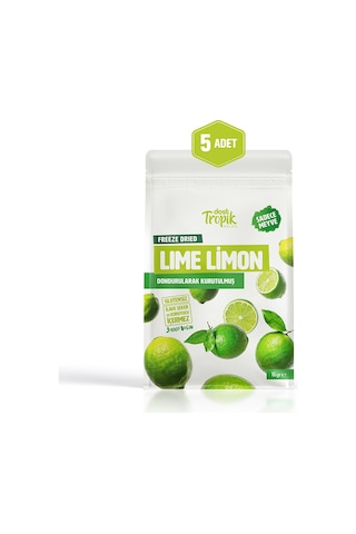 Dondurularak Kurutulmuş Lime Limon 16 G Freeze Dried Meyve Cipsi Çıtır Meyve Kurusu 5 Adet 18 G