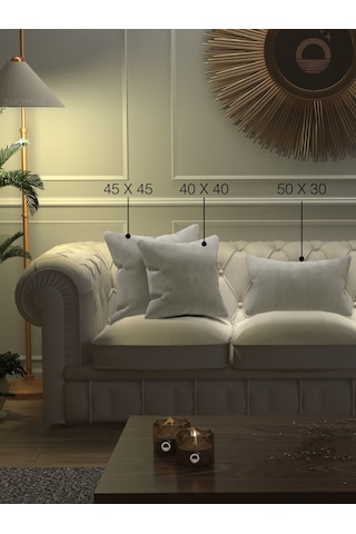 Br Yakamoz Ekru Renk Kırlent , Yastık Kılıfı Kadife Görünümlü Velvet Touch Serisi Ekru