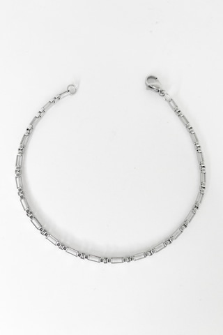 Gümüş Renkli Dikdörtgen Kare Çelik Zincir Bileklik Gümüş