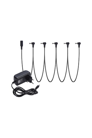 Geeksen Gitar Efekt Güç Kaynağı Adaptörü 9v Dc 1000ma 5 Yollu Zincir Akor Kablosu Negatif İç Pozitif Dış