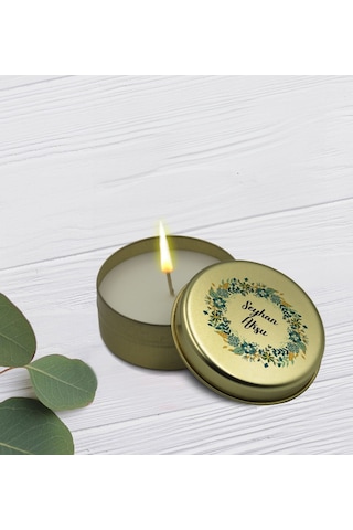 Bk Gift Kişiye Özel İsimli Gold Metal Kutuda Kokulu Mum-7, Ev Hediyesi, Arkadaşa Hediye, Kokulu Mum