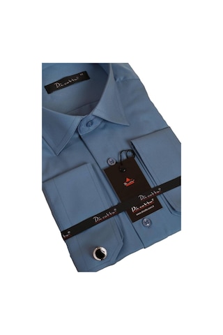 Turkuaz Mavi Rahat Kesim Micro Kumaş Kol Düğmeli Regular Fit Erkek Gömlek - 190-18 001