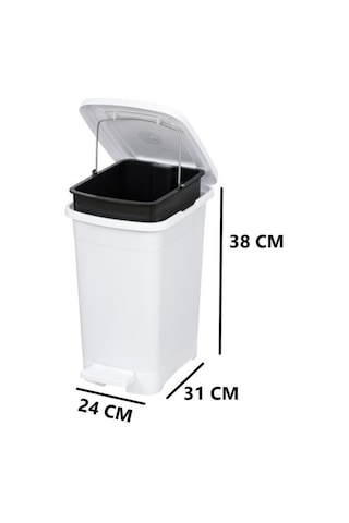 Omnipazar Elf-i343 Slim Pedallı Plastik Çöp Kovası İç Kovalı 15 Lt Beyaz