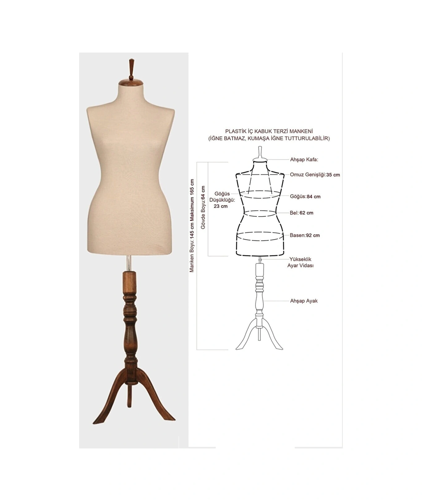 Vitrin Amaçlı 36 Beden Terzi Mankeni Vitrin Mankeni Cansız Manken İğne Batmaz 0004